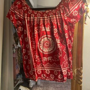 Vintage Talbots Red Floral Stretch Shirt